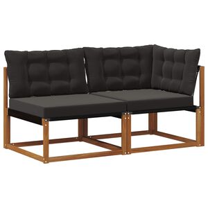 vidaXL Modulsoffa utomhus mitt och h&ouml;rn med kudde 7 Stycke Naturf&auml;rg