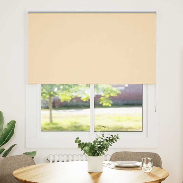vidaXL Rullgardin m&ouml;rkl&auml;ggningsbar beige 125x130 cm tyg bredd 121,6 cm
