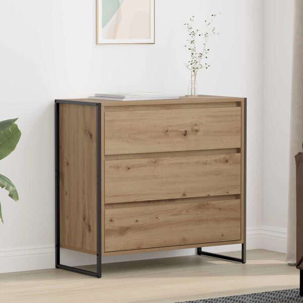 vidaXL Sideboard med l&aring;da Artisan Ek 79 x 36 x 75.5 cm Konstruerat tr&auml;