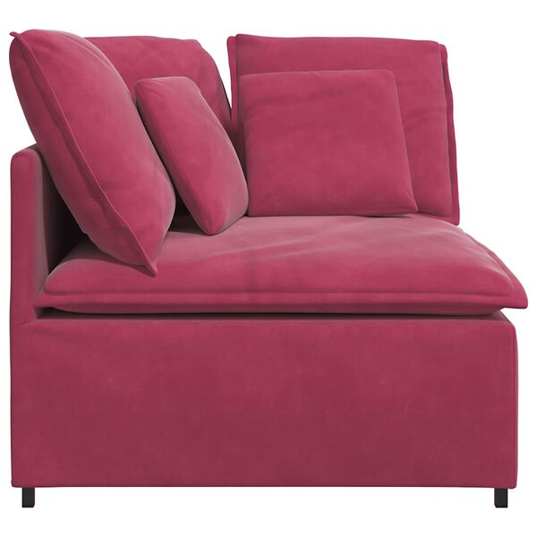 vidaXL Modul&auml;r h&ouml;rnmodul f&ouml;r soffa med kuddar vinr&ouml;d 100 cm