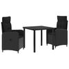 vidaXL Utomhusmatbord 3 st Svart 80 x 80 x 73 cm konstrotting