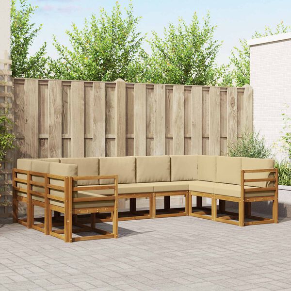 vidaXL Utomhussoffset med kudde 9 pcs Naturlig och Beige