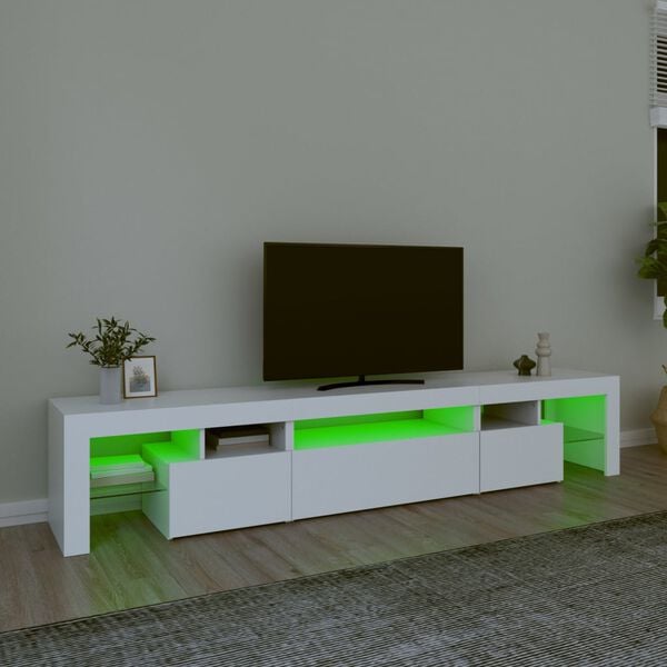 vidaXL Tv-bänk med LED-belysning Vit 215x36,5x40 cm