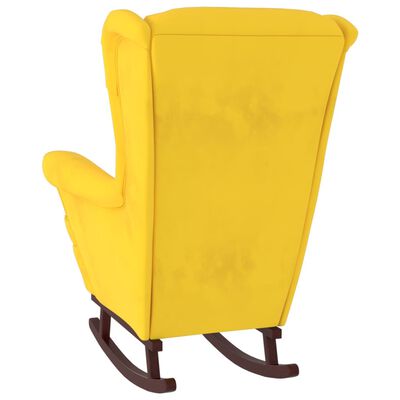vidaXL Gungfåtölj med ben i massivt gummiträ gul sammet