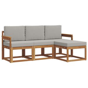 vidaXL Utomhussoffset med kudde 4 pcs Naturlig och Ljus Gr&aring;