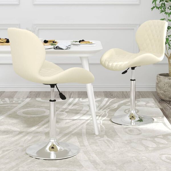 vidaXL Snurrbara matstolar 2 st gr&auml;ddvit sammet