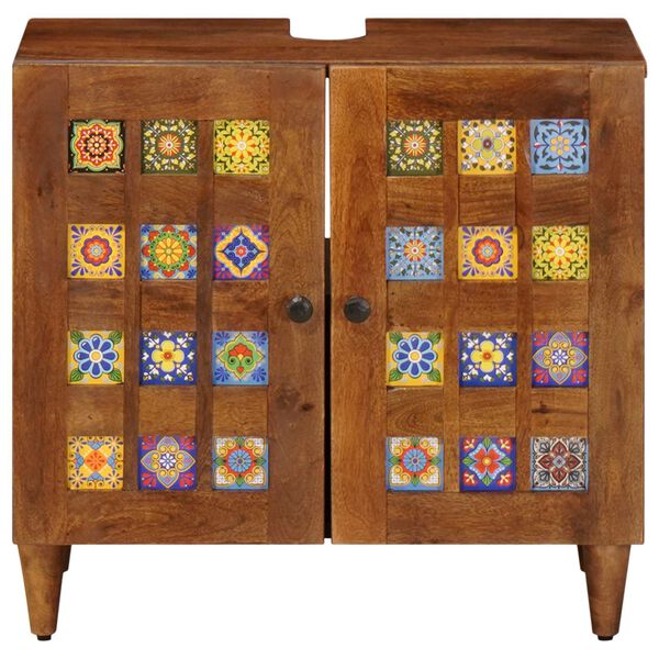 vidaXL Badrumssk&aring;p med handfat med lagring Valn&ouml;t 62 x 33 x 58 cm