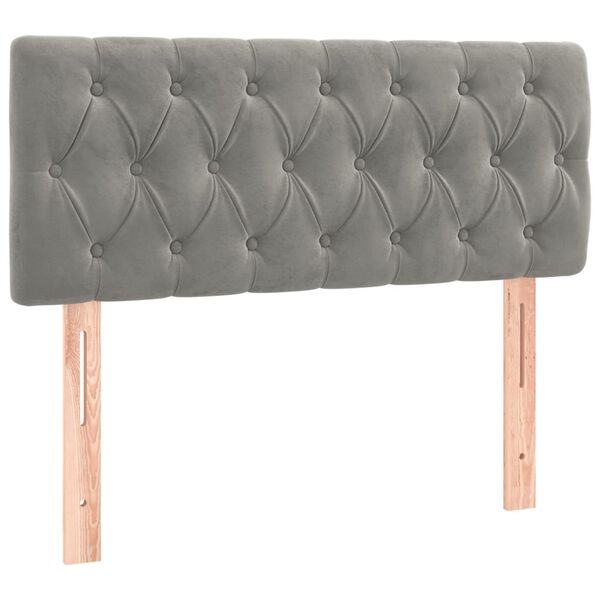 vidaXL Sänggavel LED ljusgrå 100x7x78/88 cm sammet