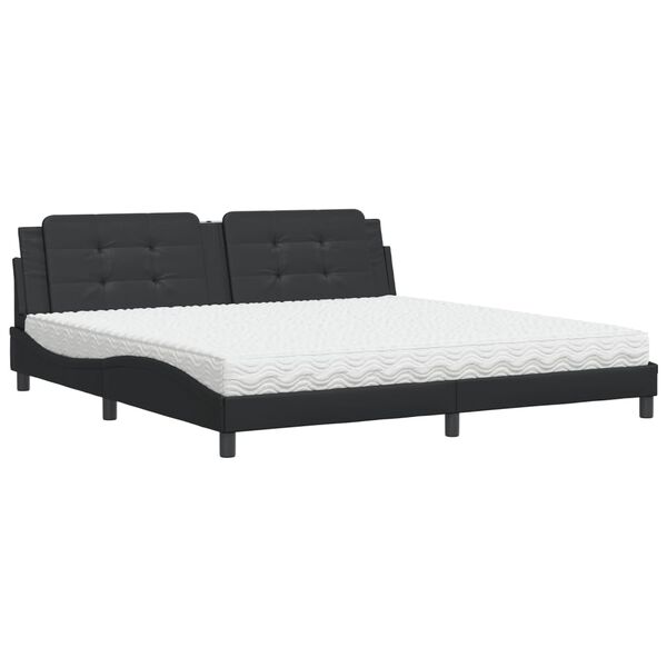 vidaXL Bed with Mattress "Zadar" Black 200x200 cm Faux Leather