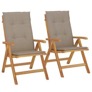 vidaXL F&auml;llbara f&aring;t&ouml;ljer med dynor, 2 st, massivt tr&auml;, teak