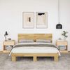 vidaXL Sängram med huvudgavel utan madrass 160x200 cm massivt trä ek