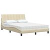 vidaXL Bed with Mattress "Hanko" Cream 120x200 cm Fabric