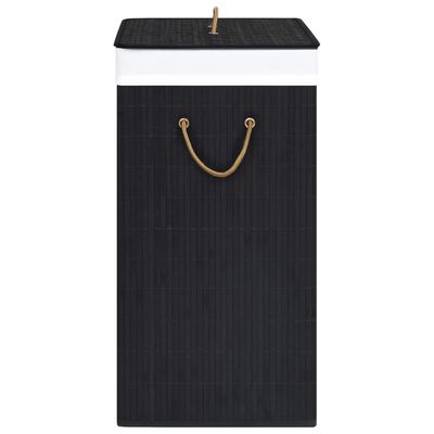 vidaXL Tvättkorg bambu med 2 sektioner svart 100 L