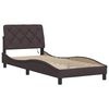 vidaXL Bed Frame with LED without Mattress Dark Brown 90x190 cm Fabric