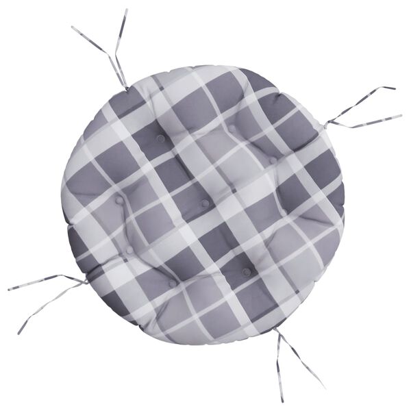 vidaXL Rund dyna gr&aring;rutig &Oslash; 60 x11 cm oxfordtyg