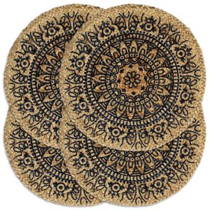 vidaXL Bordstabletter 4 st m&ouml;rkbl&aring; 38 cm rund jute