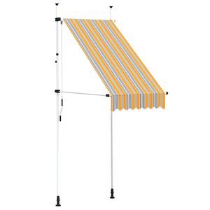 vidaXL Markis manuellt inf&auml;llbar 100 cm gula och bl&aring; r&auml;nder