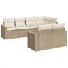 vidaXL Matgrupp f&ouml;r tr&auml;dg&aring;rden med dynor 7 delar beige konstrotting
