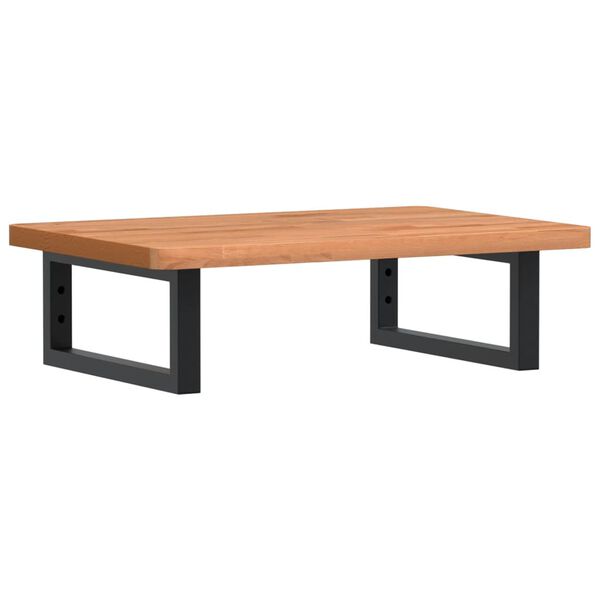 vidaXL Väggmonterad handfatshylla stål och massiv bok