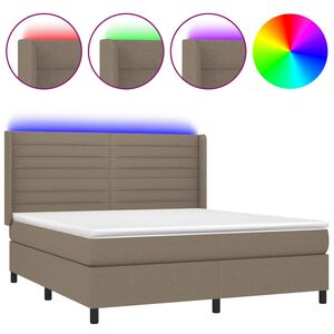 vidaXL Rams&auml;ng med madrass & LED taupe 160x200 cm tyg