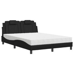 vidaXL Bed "Viana" with Mattress Black 120x200 cm Faux Leather