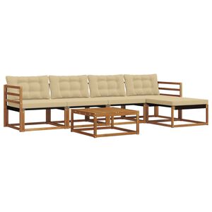 vidaXL Utomhussoffset med kudde 6 pcs Naturlig och Beige