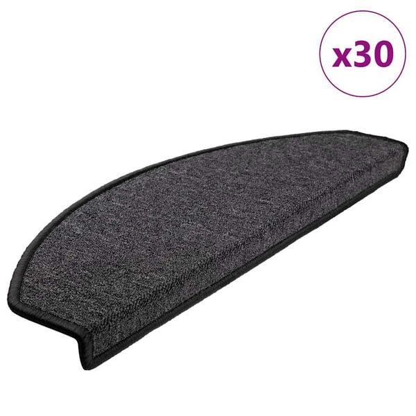 vidaXL Trappmattor 30 st 65x24x4 cm antracit halvrunda stora