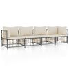 vidaXL Loungegrupp 4 delar med dynor antracit konstrotting
