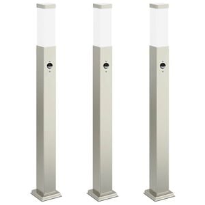 vidaXL Pollare med sensor 3 st 80 cm rostfritt st&aring;l IP44