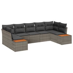 vidaXL Tr&auml;dg&aring;rdsoffset med kudde med lagring 7 pcs Gr&aring; Polyrattan
