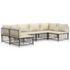 vidaXL Loungegrupp 6 delar med dynor antracit konstrotting