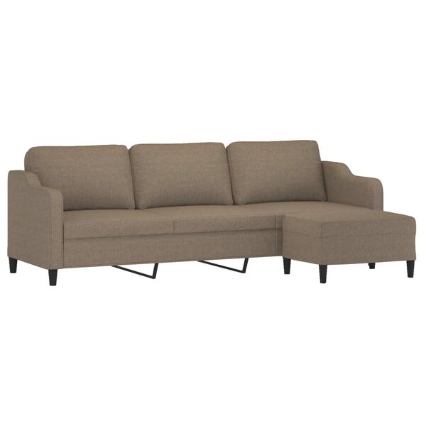vidaXL 3-sitssoffa med fotpall Taupe 210 cm tyg