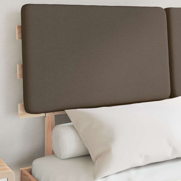 vidaXL S&auml;ngram med Kl&auml;dd Huvudgavel Taupe 140 x 190 cm Massiv furu