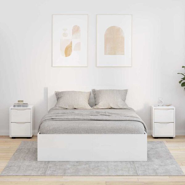 vidaXL S&auml;ngbord 2 pcs H&ouml;gblanka vita 30,5 x 30 x 43 cm Konstruerat tr&auml;
