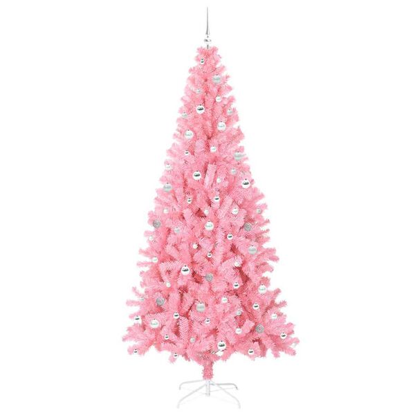 vidaXL Julgran med 300 LED-lampor med stativ Rosa 240 cm PVC