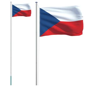 vidaXL Tjeckiens flagga och flaggst&aring;ng 6,08 m aluminium