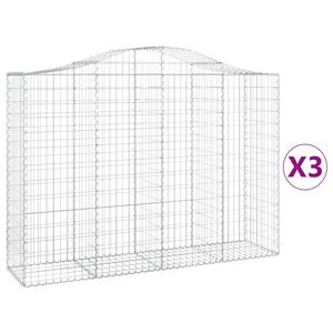 vidaXL Gabioner b&aring;gformade 3 st 200x50x140/160 cm galvaniserat j&auml;rn