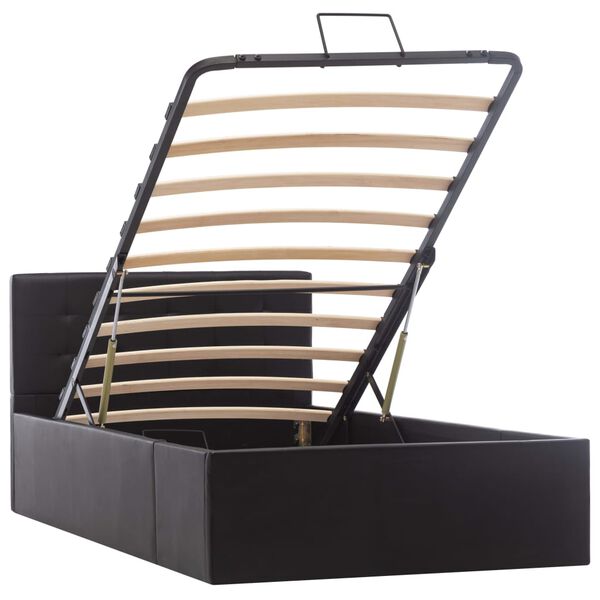 vidaXL Sängram hydraulisk förvaring svart konstläder 100x200 cm