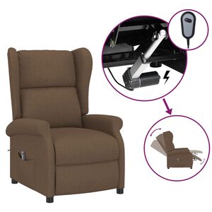 vidaXL Elektrisk reclinerf&aring;t&ouml;lj brun tyg