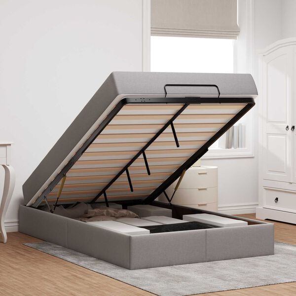 vidaXL S&auml;ngram med madrass med madrass 2 pcs Taupe tyg