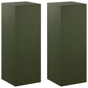 vidaXL V&auml;xtst&auml;ll 2 pcs Olivgr&ouml;n 30 x 30 x 80 cm St&aring;l