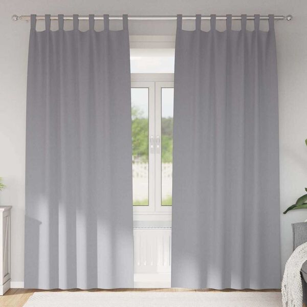 vidaXL M&ouml;rkl&auml;ggningsgardiner med Ringar 2 pcs Ljusgr&aring; 245 x 140 cm