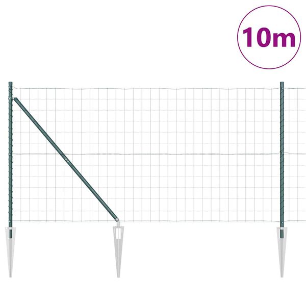 vidaXL St&auml;ngsel med stolpe Gr&ouml;n 1,4 x 10 m St&aring;l och PVC