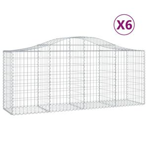 vidaXL Gabioner b&aring;gformade 6 st 200x50x80/100 cm galvaniserat j&auml;rn