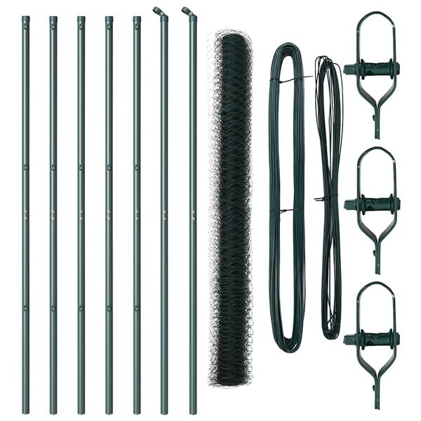 vidaXL St&auml;ngselstolpe Gr&ouml;n 10 x 1,6 m (36 mm n&auml;t) St&aring;l och PVC