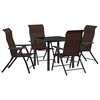 vidaXL Tr&auml;dg&aring;rdsm&ouml;belset 5 pcs Brun Pulverlackerat st&aring;l