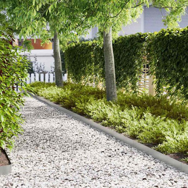 vidaXL Kant för gräsmatta 10 pcs Silver 100 x 0,05 x 20 cm