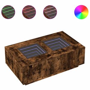 vidaXL Soffbord med Infinity LEDs r&ouml;kf&auml;rgad ek 116x69x40 cm