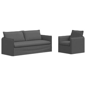 vidaXL Soffset 2 pcs M&ouml;rkgr&aring; 196 x 82 x 85 cm Tyg