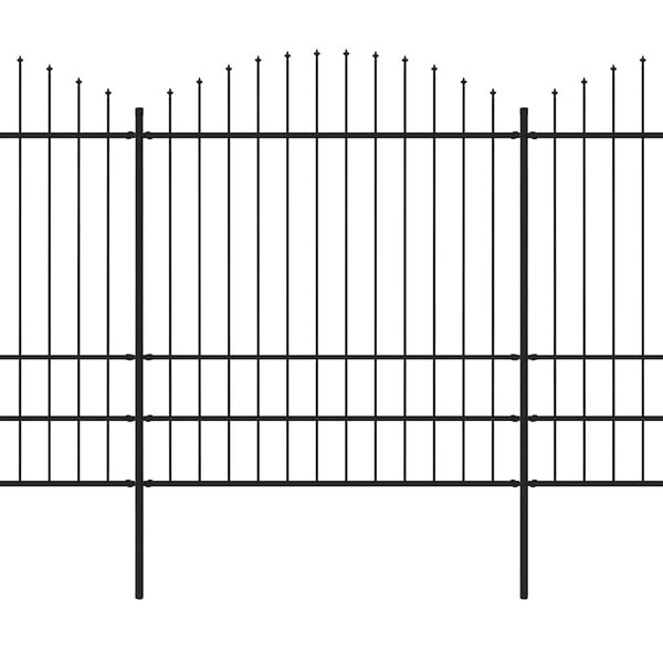 vidaXL Tr&auml;dg&aring;rdsstaket med spjutst&aring;ng st&aring;l 1070x200 cm svart